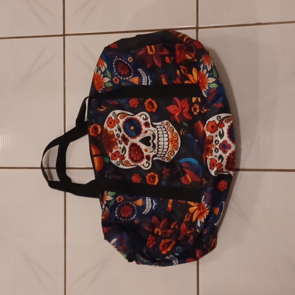4/$80 New Colorful Floral Skull Print Duffel Bag